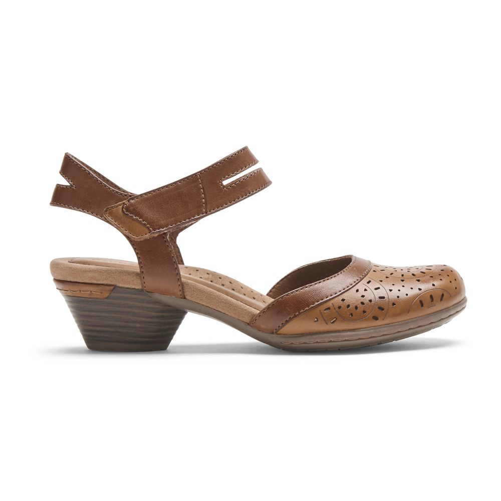 Rockport Canada Cobb Hill Laurel Perforated Mary Jane - Womens Sandals Brown (VDY014827)